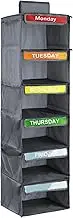 Children's Clothing Organizer - Daily Clothes Storage Unit with 6 Compartments | Convenient Hanging Solution with Pockets, Sorting Outfits to Prepare for School Morning or Travel and Easy Access