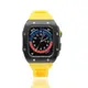 Apple Watch 4/5/6/SE 蘋果手錶保護殼 黑框黃色矽膠錶帶 44mm(矽膠yellow-44mm)