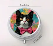 tuxedo Cat pill box medicine Trinket FAST Free Ship 2 inch