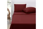 Polar Fleece Sheet Set Double 30cm Wall Burgundy