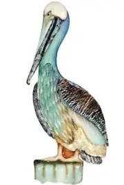 Pelican on a post metal w/capiz finish wall art sea life decor