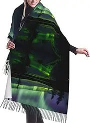 [DRTGEDS] Dark Northern Lights Scarfs For Women Fall Winter Scarves Pashmina Shawls And Wraps For All Season Christmas Gift