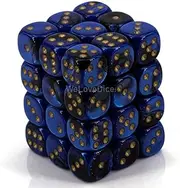 Chessex DND Dice Set-Chessex D&D Dice-12mm Gemini Black, Blue, and Gold Plastic Polyhedral Dice Set-Dungeons and Dragons Dice ludes 36 Dice – D6, Various (CHX26835)