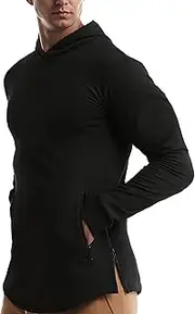 [EVERWORTH] Men's Gym Workout Long Sleeve Hoodies Training Pullover Casual Hooded Sweatshirt