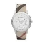 BURBERRY MULTICOLOUR LEATHER FABRIC STRAP WITH SILVER DIAL MENS WATCH BU9357