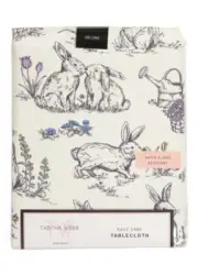 Tabitha Webb Water & Fade Resistant 60”x84”Springtime Bunny Easy Care Tablecloth