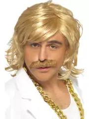 Blonde Men Game Show Host Kit, Wig & Tash - Fancy Dress Kit Costume Keith Lemon
