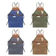 Chef Apron with for Cross Back Adjustable Strap and Large Pockets for Men Women