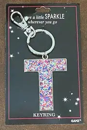 Ganz Sparkle Glitter Keyring Key Chain Letter Initial "T"