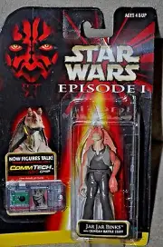 STAR WARS EPISODE 1 JAR JAR BINKS WITH GUNGAN BATTLE STAFF COMMTECH CHIP MOSC