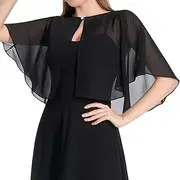 [ESOMAVRIX] Shawl Wraps for Women, Elegant Black Formal Shawl for Evening Dresses Soft Gauze Chiffon Sheer Dress Shawl and Wraps for Wedding, Evening Party, Formal Dresses, Shawl Wraps for Women/4327