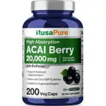 NUSAPURE ACAI BERRY 巴西莓膠囊 20000毫克 | 200 粒素食膠囊 | 非轉基因