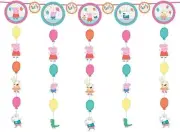 Peppa Pig Hanging String Decoration Confetti Cartoon Kids Birthday 5 Pcs Set