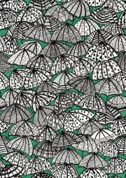 CEP50114W Dara Green Jolly Brollies Wallpaper Bohemian Style Non Woven Unpasted
