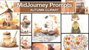 Midjourney Prompt Professional High Quality Autumn themed watercolor clipart