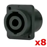 8 Pack - SPEAKON Compatible 4 Pole Wire Female Panel Mount Speaker Connector