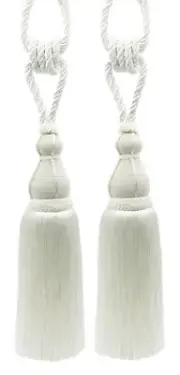 DÉCOPRO Tassel Tieback, Style# TBH15, Color# A1 - Pure White [Set of 2]