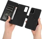 GoshukunTech for Samsung Galaxy S20 FE Case,for Galaxy S20 FE 5G Phone Cover [2 in 1 Wallet Leather Case] Detachable Magnetic Flip Cover with Card Slots,Wrist Strap-Black