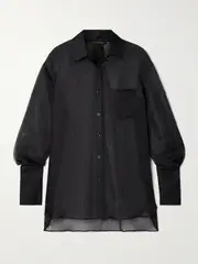 [Kiki de Montparnasse] Kiki de Montparnasse - Laser-cut Silk-organza Shirt - Black - large large Black