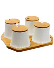 Elama Ceramic Spice, Jam & Salsa Jars With Serving Spoons