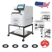 Stylish 19.5'' Black Printer Stand with Wheels - Fits Laser Printers & Scanners