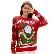 Women Santa Sweater Sweet Embroidery Pullover Knit Sweater Red Xl Jumpers & Cardigans
