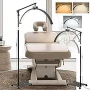 Half Moon Light 28inch Foldable Lash Light for Eyelash Tech with 4 Wheel Rolling Butterfly Base 3000-6000K Esthetician Light with Adjustable Height 360°Rotating LED Floor Lamp for Beauty, Tattoo