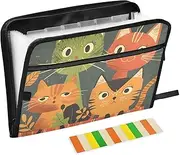 PDZRMY Poster Cat Cup Expanding Filing Folder, 13 Pockets Expandable Document Organizer Folder with Zipper Closure for Home Office A4 Letter Size Paper Document
