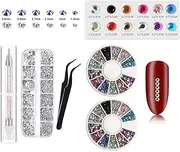 Nail Art Rhinestones with Box Clear, Nail Art Gems Crystals Decals Nail Art Decor Accessories Manicure Nail Tools