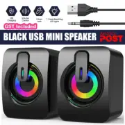 Surround Sound System LED Speakers Gaming Bass USB Wired for Desktop Computer PC