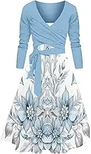 Formal Dresses Wedding Guest Dresses - Wrap Dresses for Women Long Sleeve - Winter Dresses Long Sleeve Spring Wedding Guest Dress Midi Dresses with Sleeves Drop Waist Dresses Mini