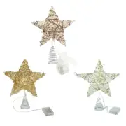 Christmas Tree Hollow Out Glitter Star with LED String Light Treetop Lamp