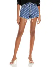 alexanderwang. t Bite Logo Cutoff Jean Shorts in Deep Blue