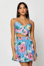 Print Skater Mini Skirt - Size 14, Women's Short Skater