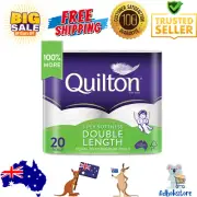 20 Rolls Toilet Paper Deluxe Quilton 3 Ply Double Length Large Roll Tissue Bulk