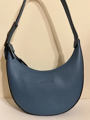 Longchamp Le Roseau Essential Small Hobo bag Blue Leather Made in France