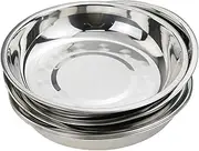 6 Pack Stainless Steel High Edge Round Plate, Reusable Metal Dinner Deep Plate Dish Set Dishwasher Safe Feeding Serving Camping Plates for Dessert Fruit Salad Vegetable Spaghetti (7.64 Inch)