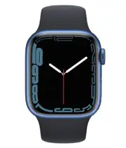 Apple Watch Series 7 - 32GB - Blue-Aluminum-Sport Band-Midnight - GPS - 45mm - Blue - Aluminum - Midnight - Sport Band - Rubber - Refurbished (Good Condition)