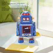 (Blue)Wind Up Robot Toy Hand Made Decorative Vintage Clockwork Robot Toy SS