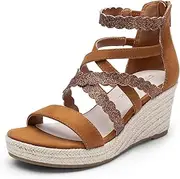 [DREAM PAIRS] Girls Wedge Sandals Flatform Open Toe Platform Sandals Flower Wedding Party for Little Kid/Big Kid