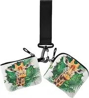 [miaozhen] 3d Hole White Wall Animal Giraffe Dual Wristlet Wallets for Women Slim Detachable ID Card Holders Protector with Zipper Pocket for Ladies 2 Pcs case para tarjetas de credito, 3D hole white wall animal