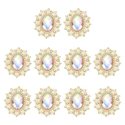 10Pcs Rhinestone Buttons, Flatback Sew on Rhinestones, Colorful
