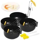 2/4x Stainless Steel Egg Cooker Egg Ring Collapsible Hang Ear Egg Boiler Poached