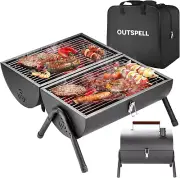 Portable Charcoal Grill Outdoor Stove: BBQ Easy to Take Two Side Carbon Griller