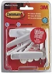 3M Command Medium Plastic Hook 3-7/8 in. L 6 pk