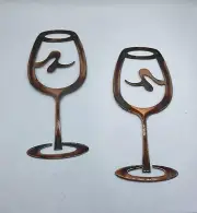 Wine Glass Set Copper/Bronze Plated 9 1/2" tall x 4" each set of 2
