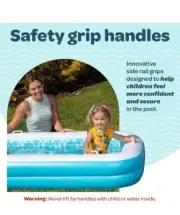 Inflatable Kiddie Pool 65"x39"x10" (5'5") Blow Up Soft Padded Floor, Handles ...