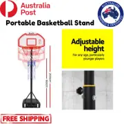Adjustable Basketball Hoop Stand System Portable Height Net Ring Backboard Red