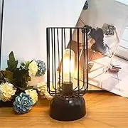 Battery Powered Table Lamp Cordless Night Light Vintage Bedside Lamp Decorative Lantern for Bedroom Living Room Garden Party Office Indoor Outdoor