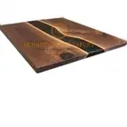 Black Epoxy Resin Table Walnut Custom Order Table Top For Modern Kitchen Décor